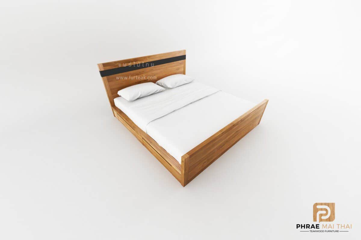 เตียงไม้สักโมเดิร์น